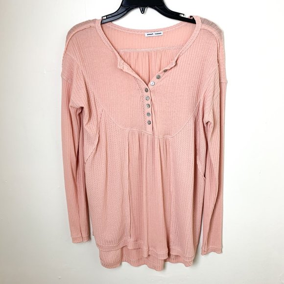 NEW Sweet Romeo pink long sleeve swing henley small - Picture 1 of 7